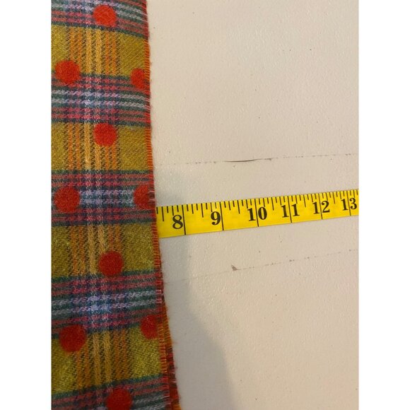 V. Fraas Cashmink Polka Dot & Plaid Reversible Scarf 80” Gold Orange Blue Plaid - Picture 6 of 6